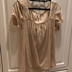 🌸damask puffed pleated short sleeved, square neck sparkle blouse